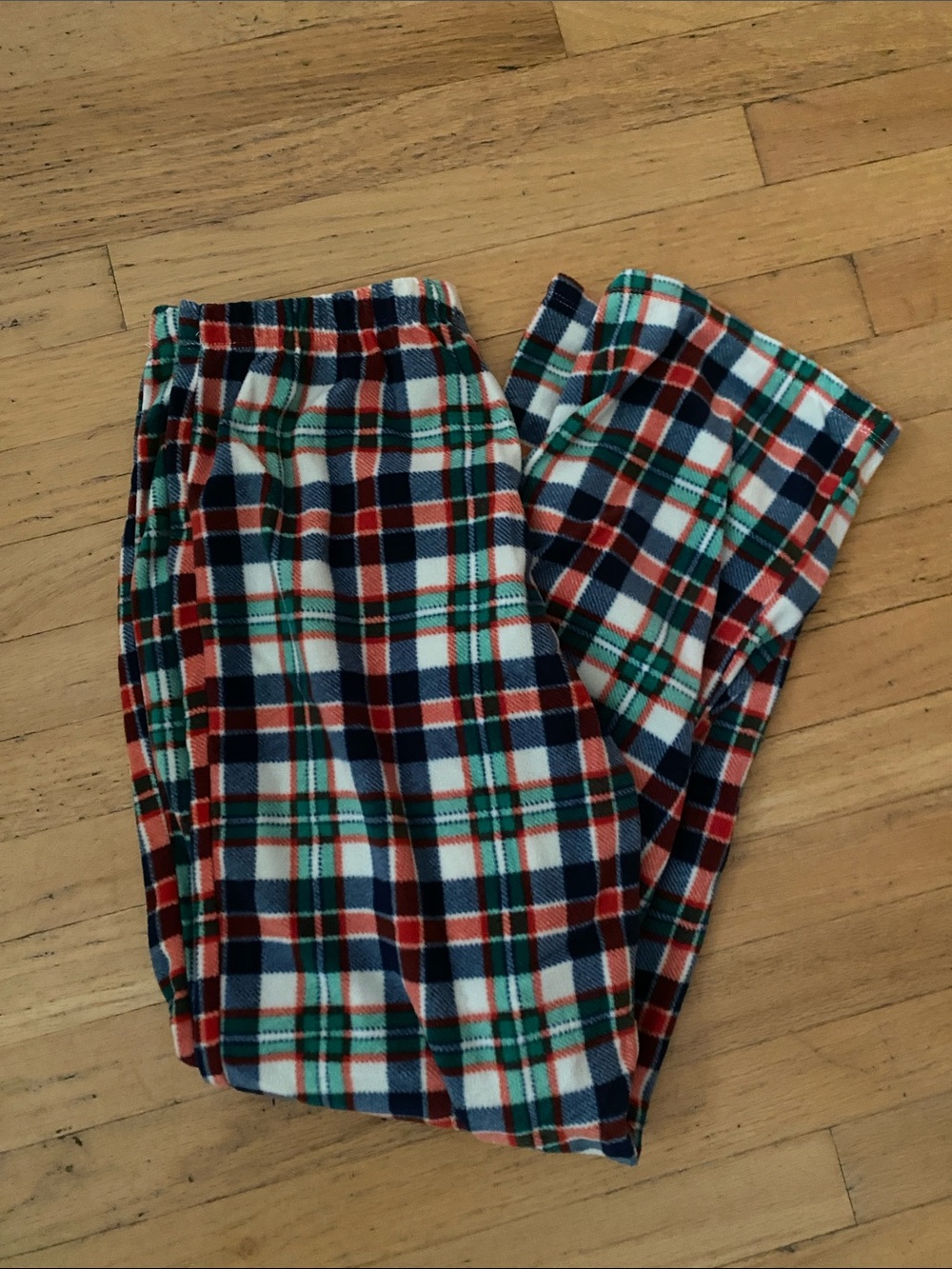 Plaid Fleece Joggers - Red, Green & Navy